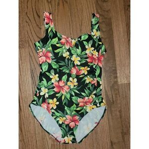 ULTIMATE SWIMWEAR Shaping Hawaiian Floral One Piece Swimsuit Women's Size 14